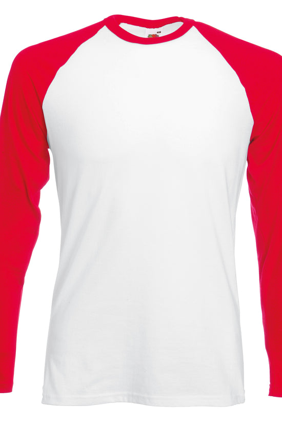 Mens Long Sleeve Baseball TShirt by Fruit of the Loom