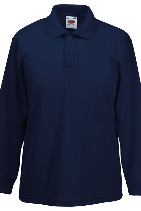Kids Long Sleeve 6535 Polo Shirt Fruit of the Loom