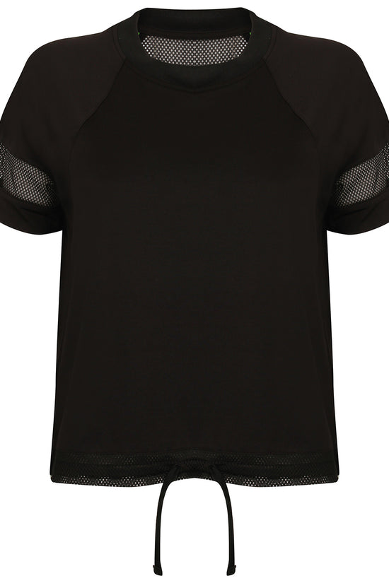 Tombo Womens Mesh Panel TShirt with Drawstring Hem