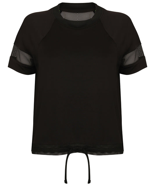 Tombo Womens Mesh Panel TShirt with Drawstring Hem