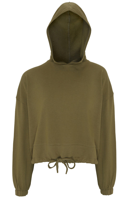 TriDri Cropped Oversize Hoodie for Women Drawcord Waist