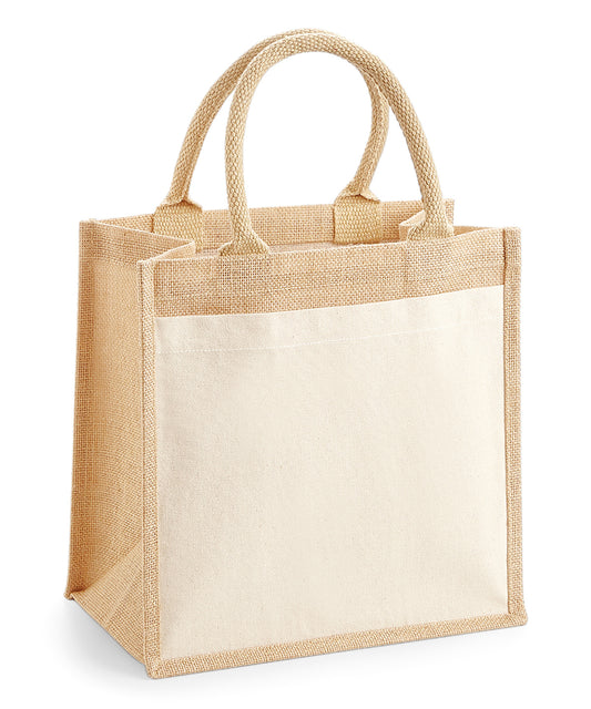 Westford Mill Cotton Pocket Jute Midi Tote Bag Unisex Adult Luggage