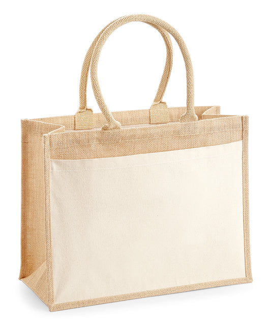 Westford Mill Cotton Pocket Jute Shopper Bag Unisex Adult Summer Luggage