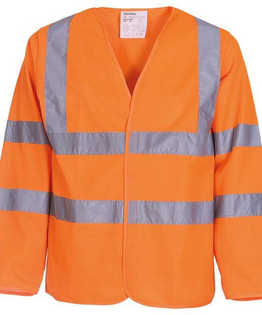 Yoko HiVis Long Sleeve Waistcoat HVJ200 Class 3 Safety Vest