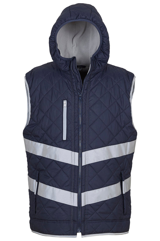 Yoko HiVis Kensington Hooded Gilet HV007 Unisex Safetywear