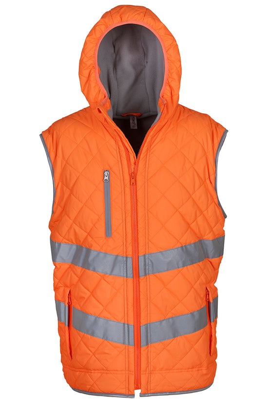 Yoko HiVis Kensington Hooded Gilet HV007 Unisex Safetywear