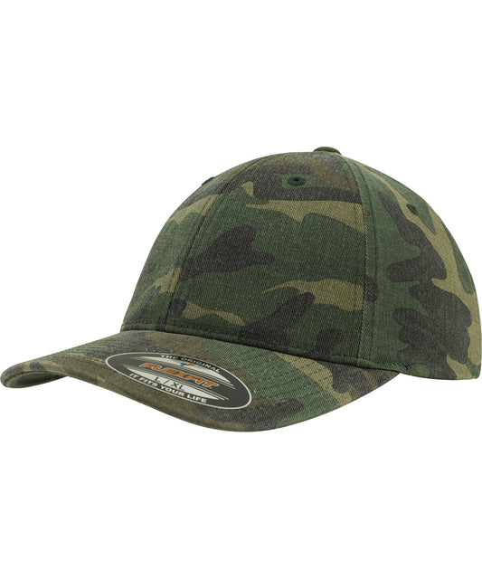 Flexfit Garment Washed Camo Snapback Cap Unisex Adult