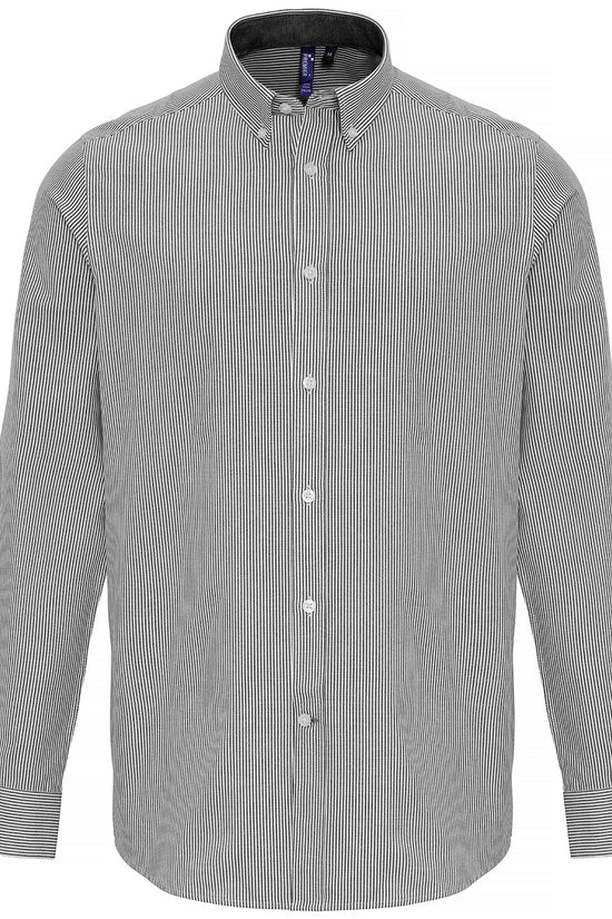 Mens Premier Oxford Striped Shirt with ButtonDown Collar
