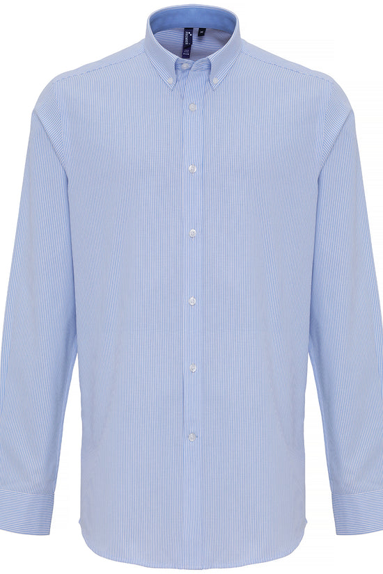 Mens Premier Oxford Striped Shirt with ButtonDown Collar