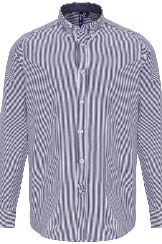 Mens Premier Oxford Striped Shirt with ButtonDown Collar