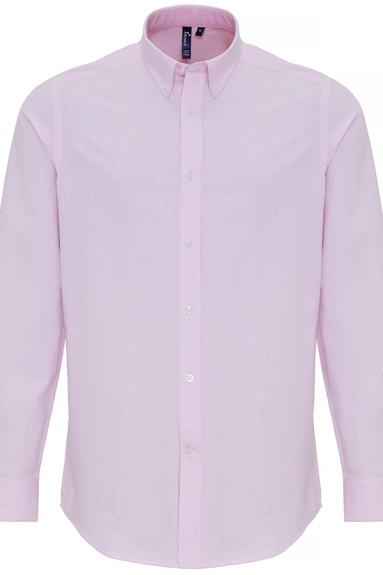 Mens Premier Oxford Striped Shirt with ButtonDown Collar