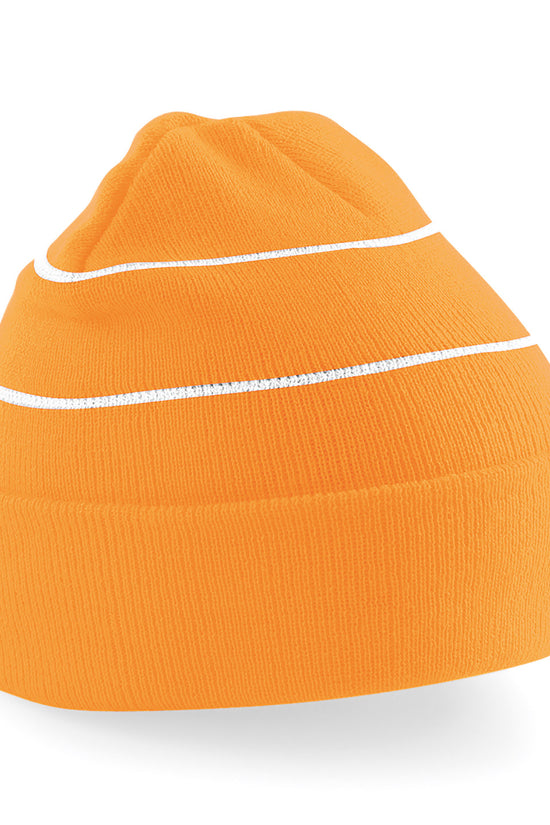 Beechfield Enhancedviz Beanie Hat Reflective Stripes Double Layer Knit Unisex Adult