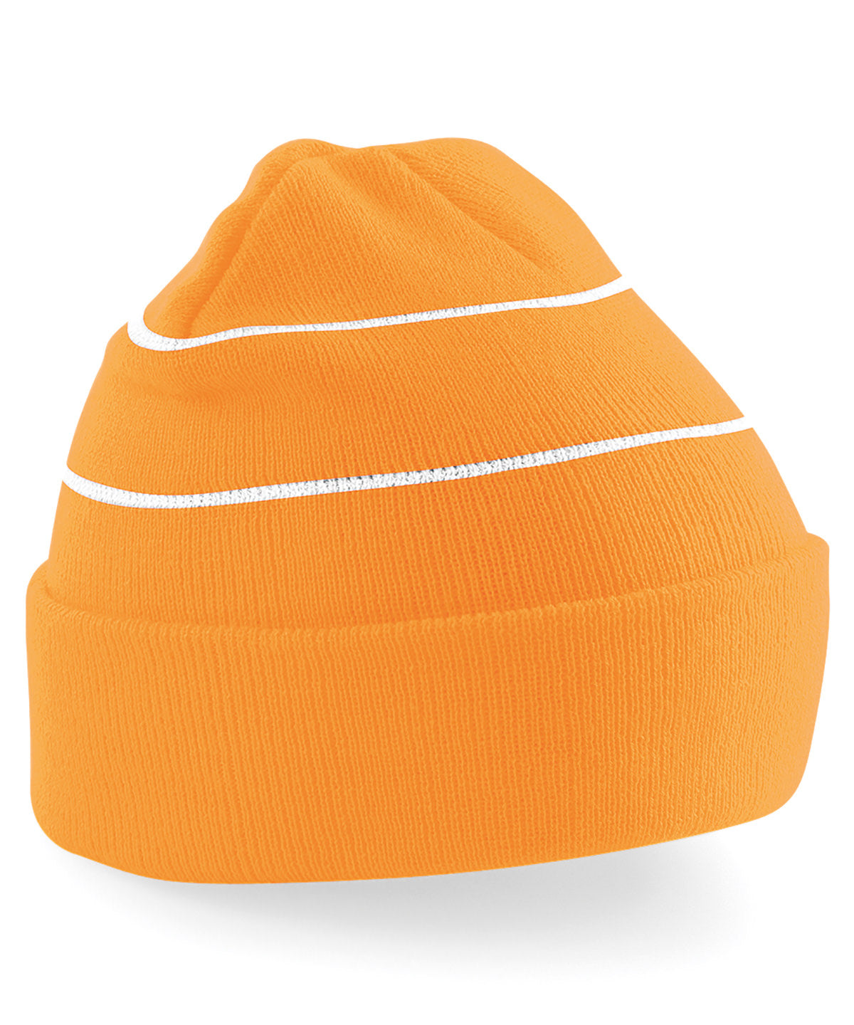 Beechfield Enhancedviz Beanie Hat Reflective Stripes Double Layer Knit Unisex Adult