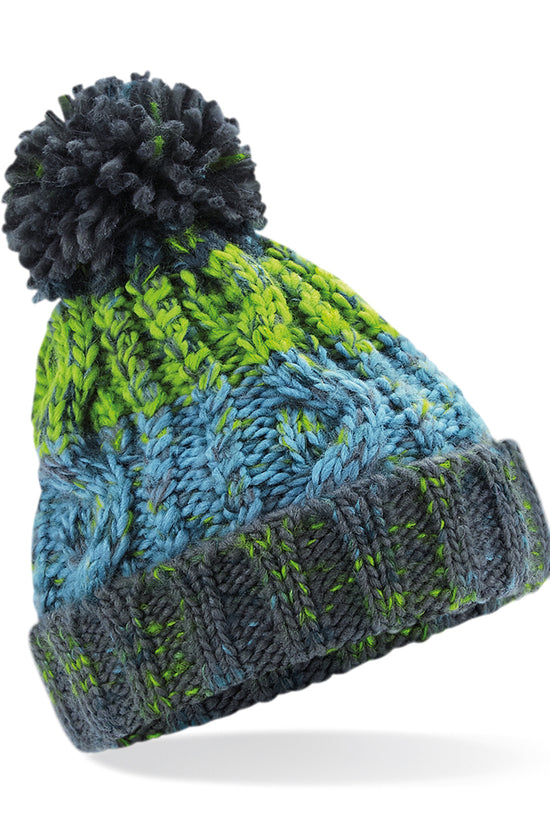 Beechfield Junior Corkscrew Pom Pom Beanie Rainbow Hues