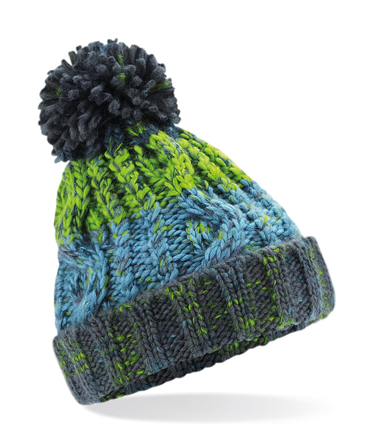 Beechfield Junior Corkscrew Pom Pom Beanie Rainbow Hues