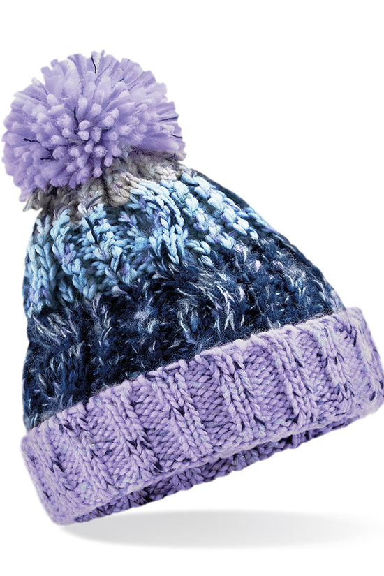 Beechfield Junior Corkscrew Pom Pom Beanie Rainbow Hues