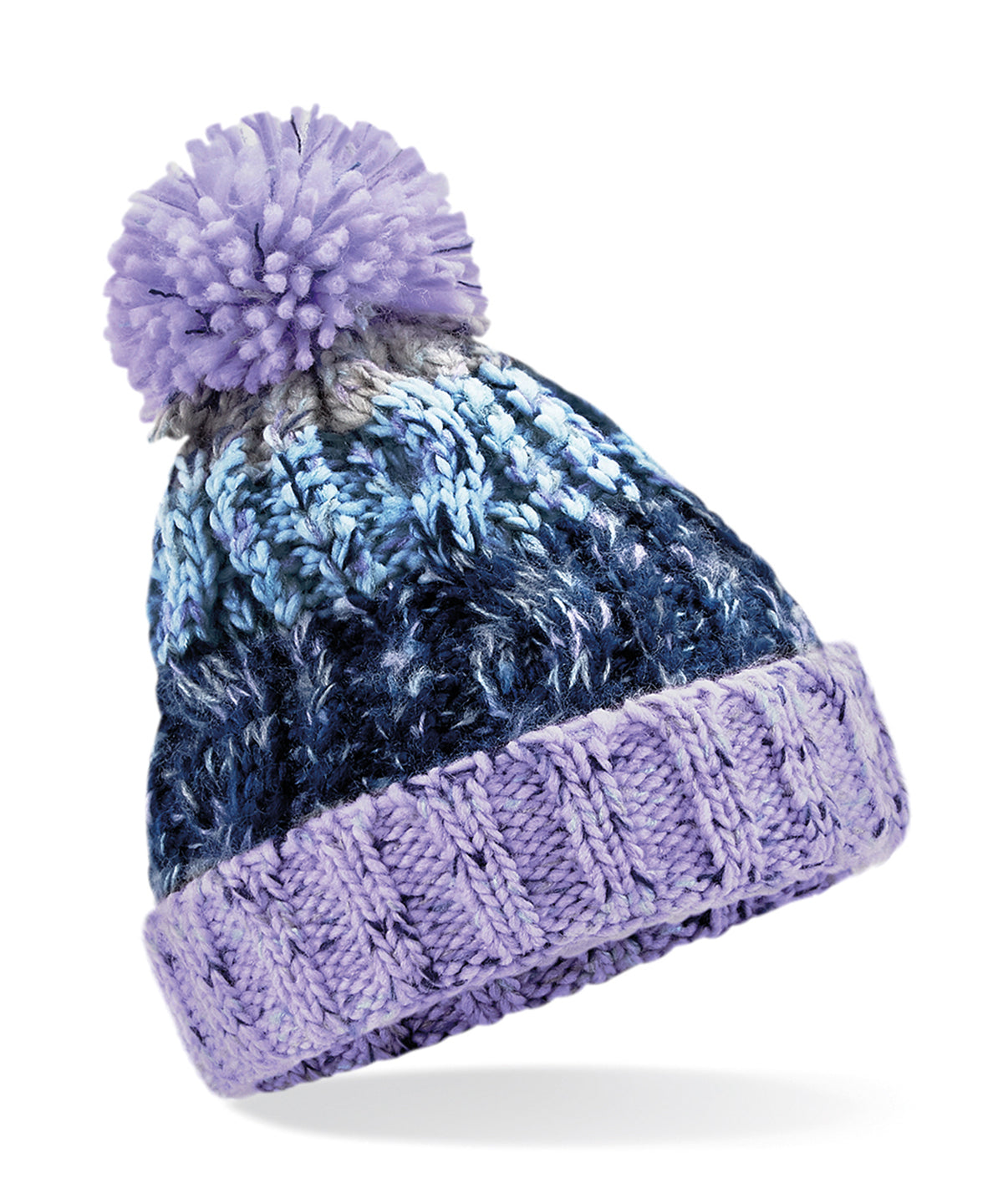 Beechfield Junior Corkscrew Pom Pom Beanie Rainbow Hues