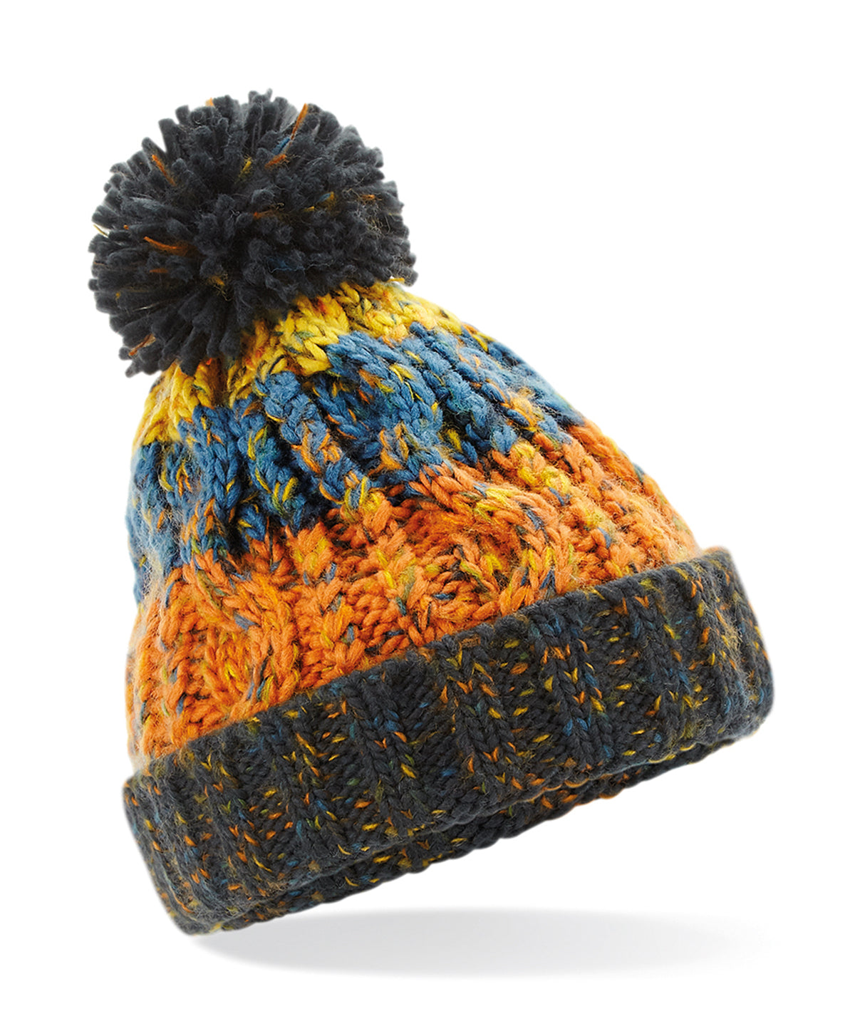 Beechfield Junior Corkscrew Pom Pom Beanie Rainbow Hues