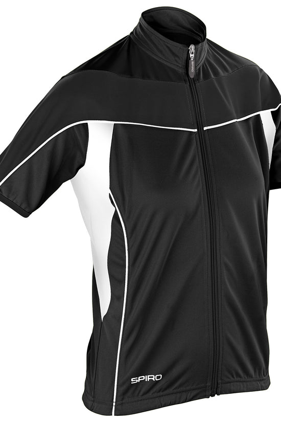 Womens BlackWhite Spiro FullZip Cycling Top Lightweight Breathable
