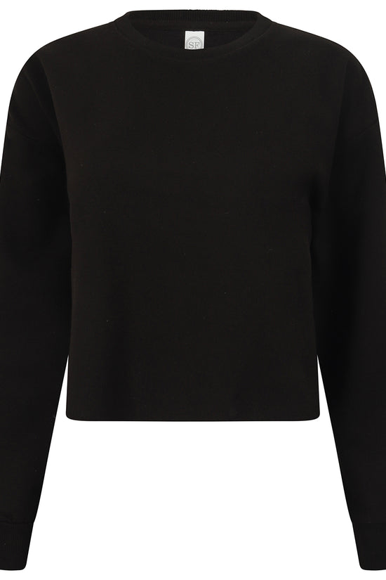 Black Womens Cropped Slounge Sweat Relaxed Fit and Stylish Design