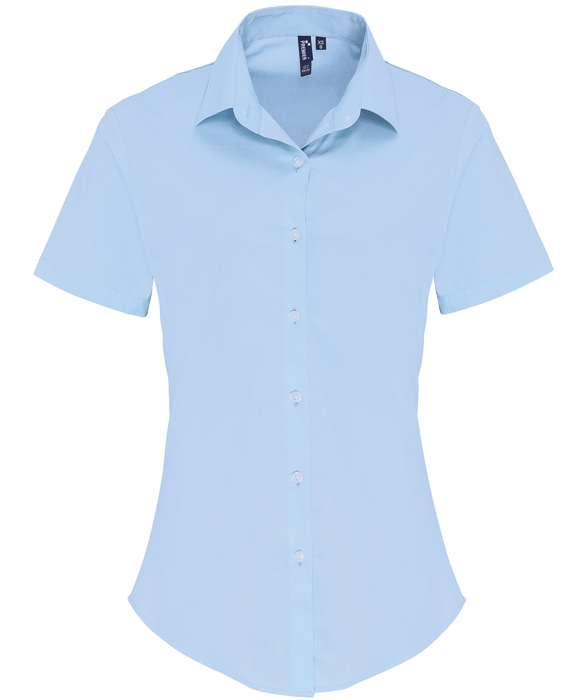 Soft Stretch Fit Cotton Poplin Short Sleeve Blouse for Women