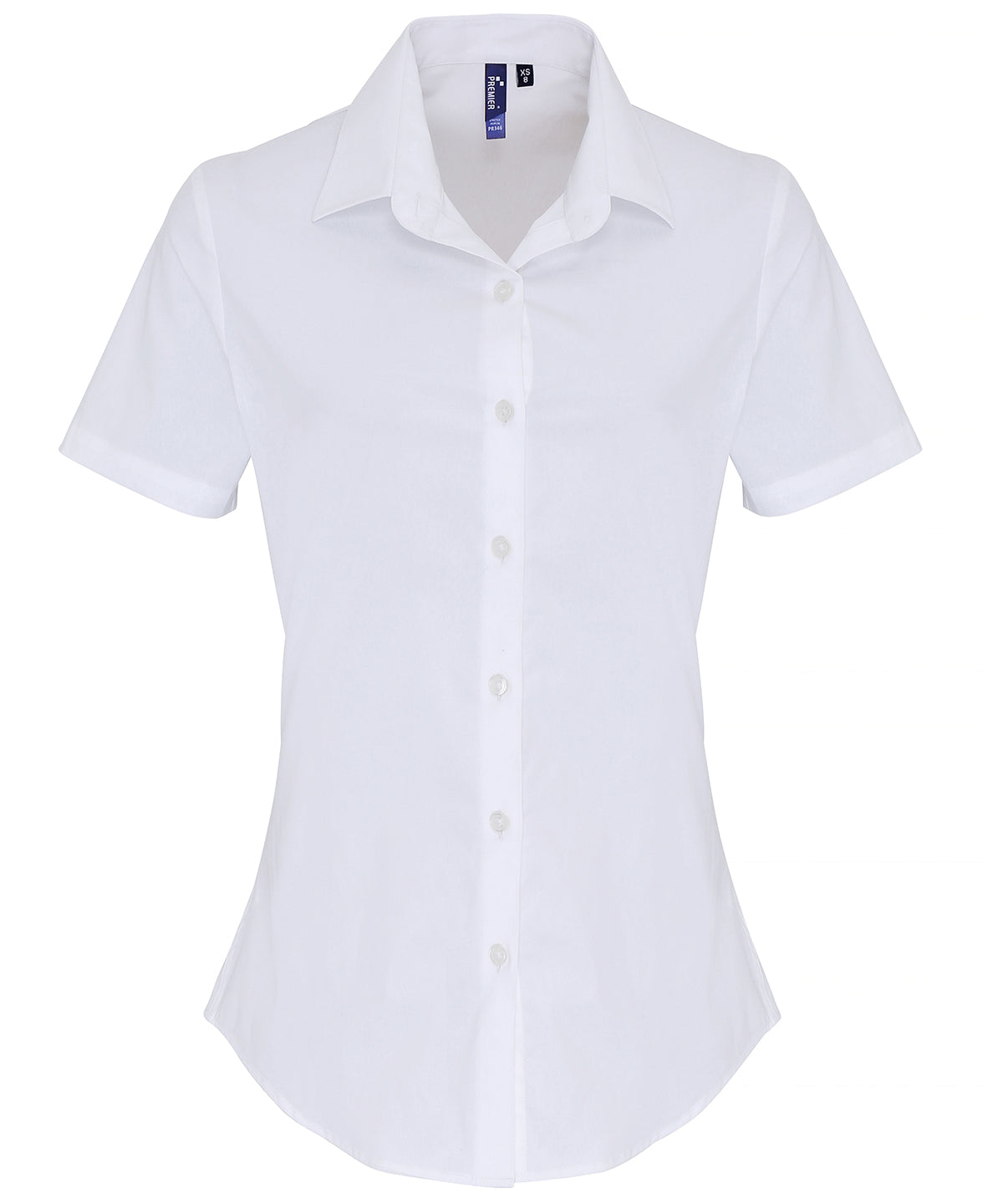 Soft Stretch Fit Cotton Poplin Short Sleeve Blouse for Women