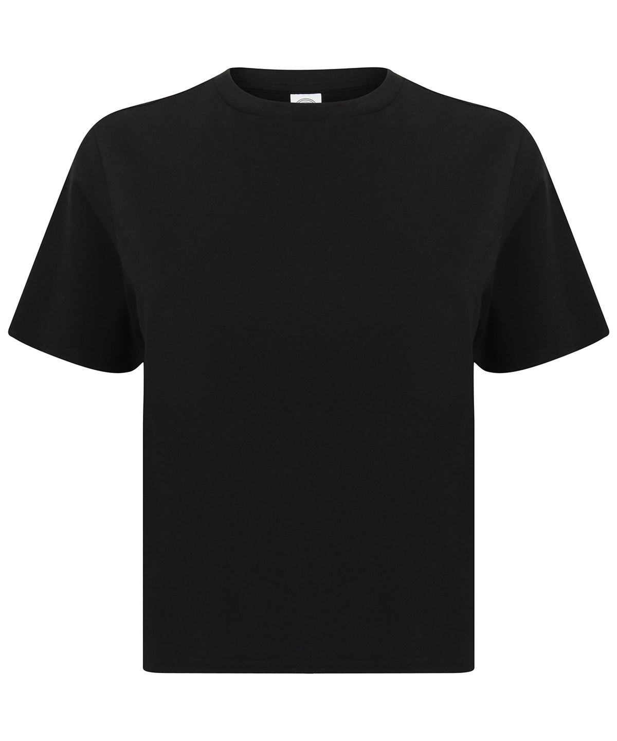 Womens Black Cropped Boxy TShirt with TearOut Label