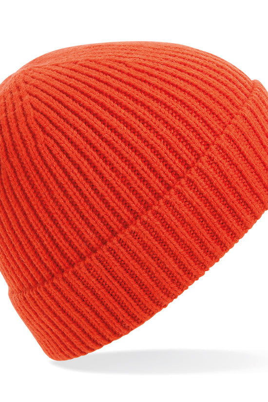 Engineered Knit Ribbed Beanie Hat for Unisex Adults