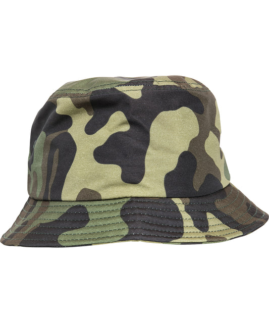 Flexfit Camo Bucket Hat in Green Camouflage Pattern