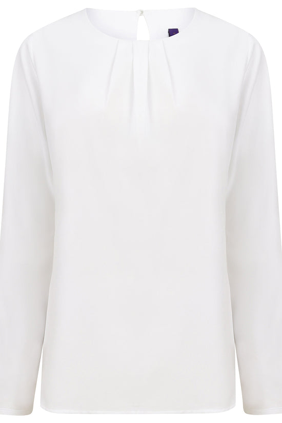 Henbury Womens Pleat Front Blouse Long Sleeve Elegant Top