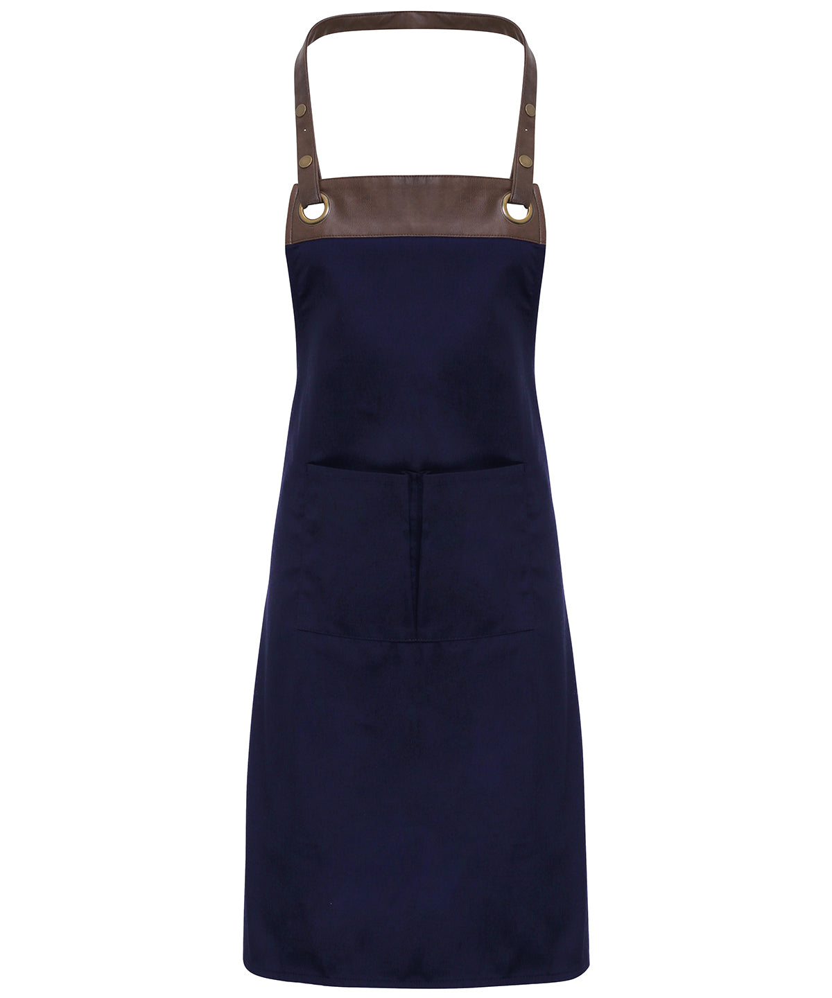 Contemporary Premier Espresso Bib Apron with Faux Leather Trim