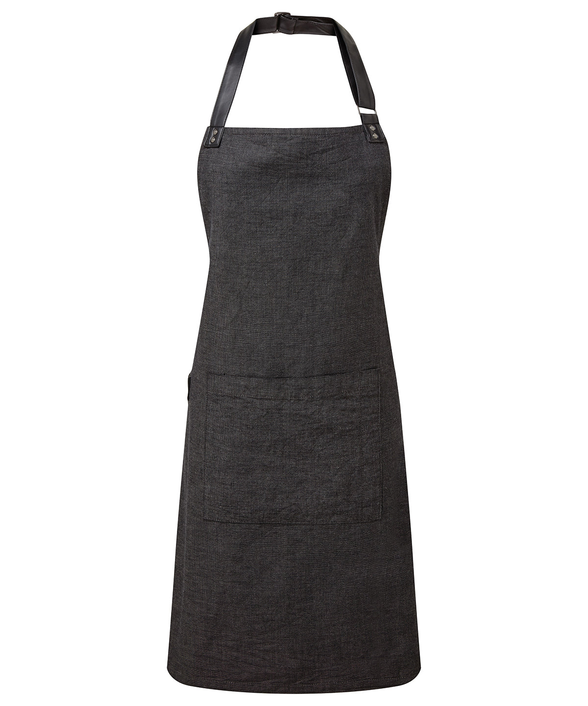 Premier Annex Oxford Bib Apron with Faux Leather Details