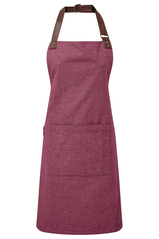 Premier Annex Oxford Bib Apron with Faux Leather Details