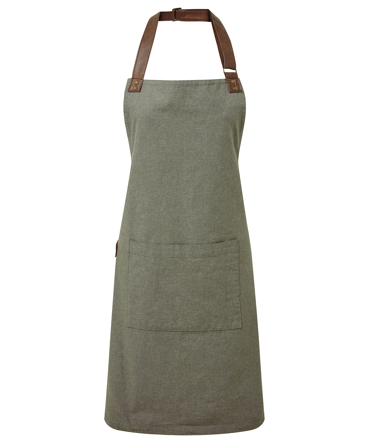 Premier Annex Oxford Bib Apron with Faux Leather Details