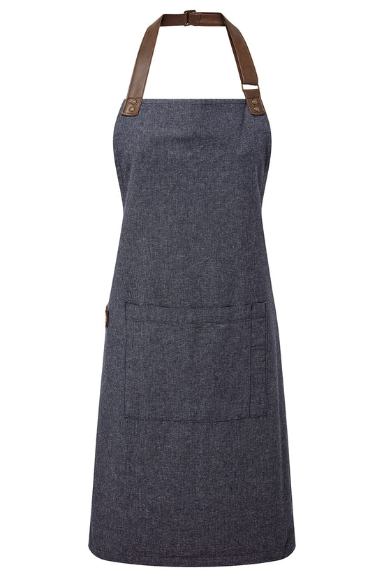 Premier Annex Oxford Bib Apron with Faux Leather Details