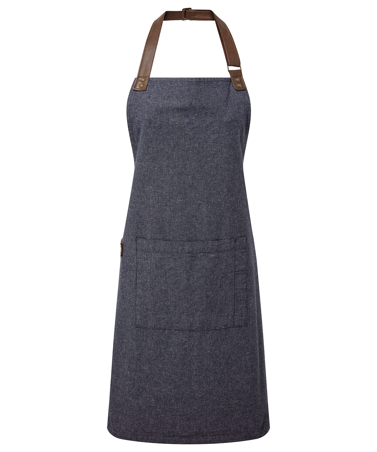 Premier Annex Oxford Bib Apron with Faux Leather Details