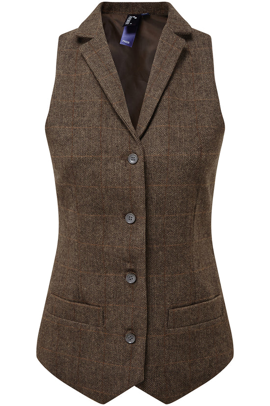 Versatile Womens Herringbone Waistcoat with Lapel Collar