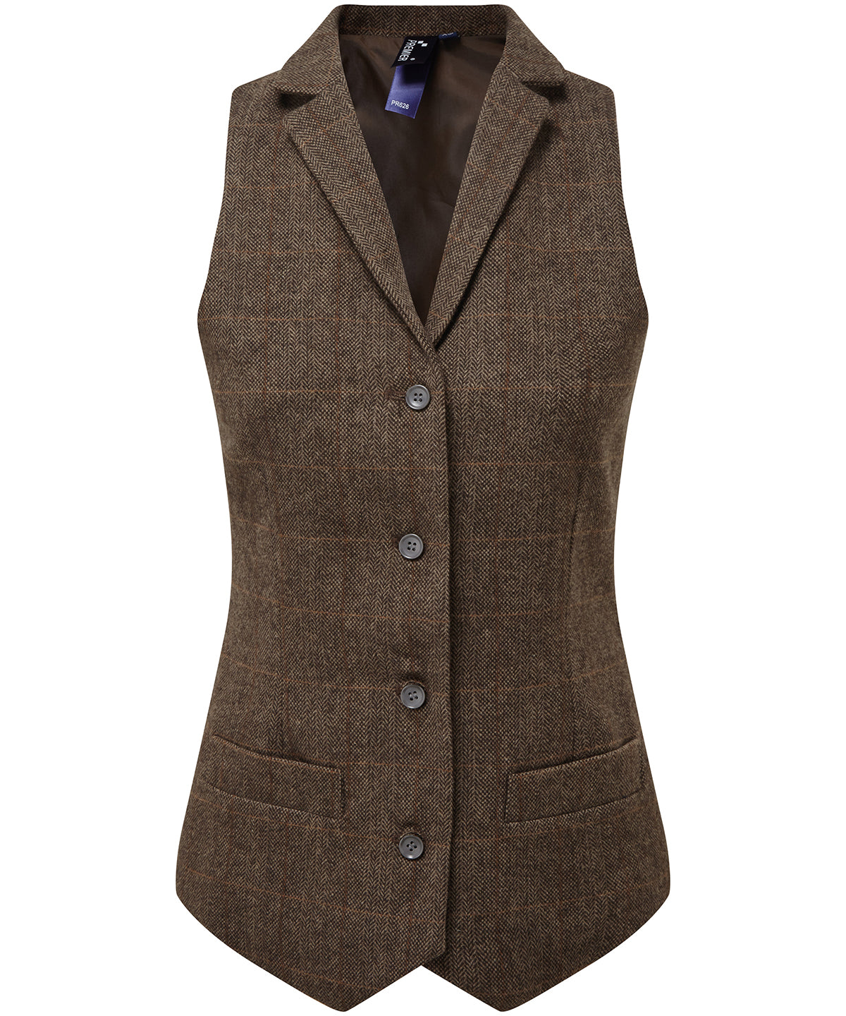 Versatile Womens Herringbone Waistcoat with Lapel Collar