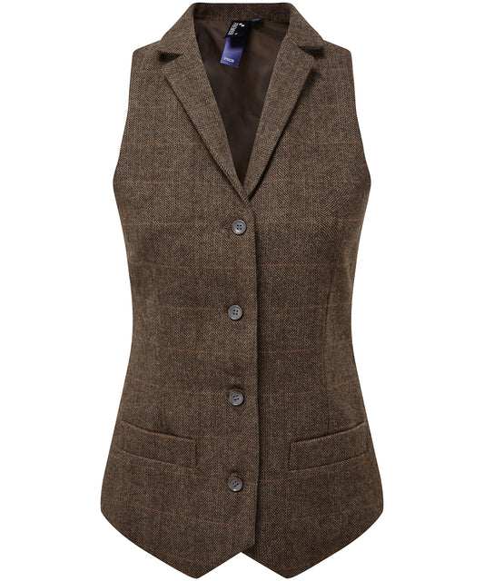 Versatile Womens Herringbone Waistcoat with Lapel Collar