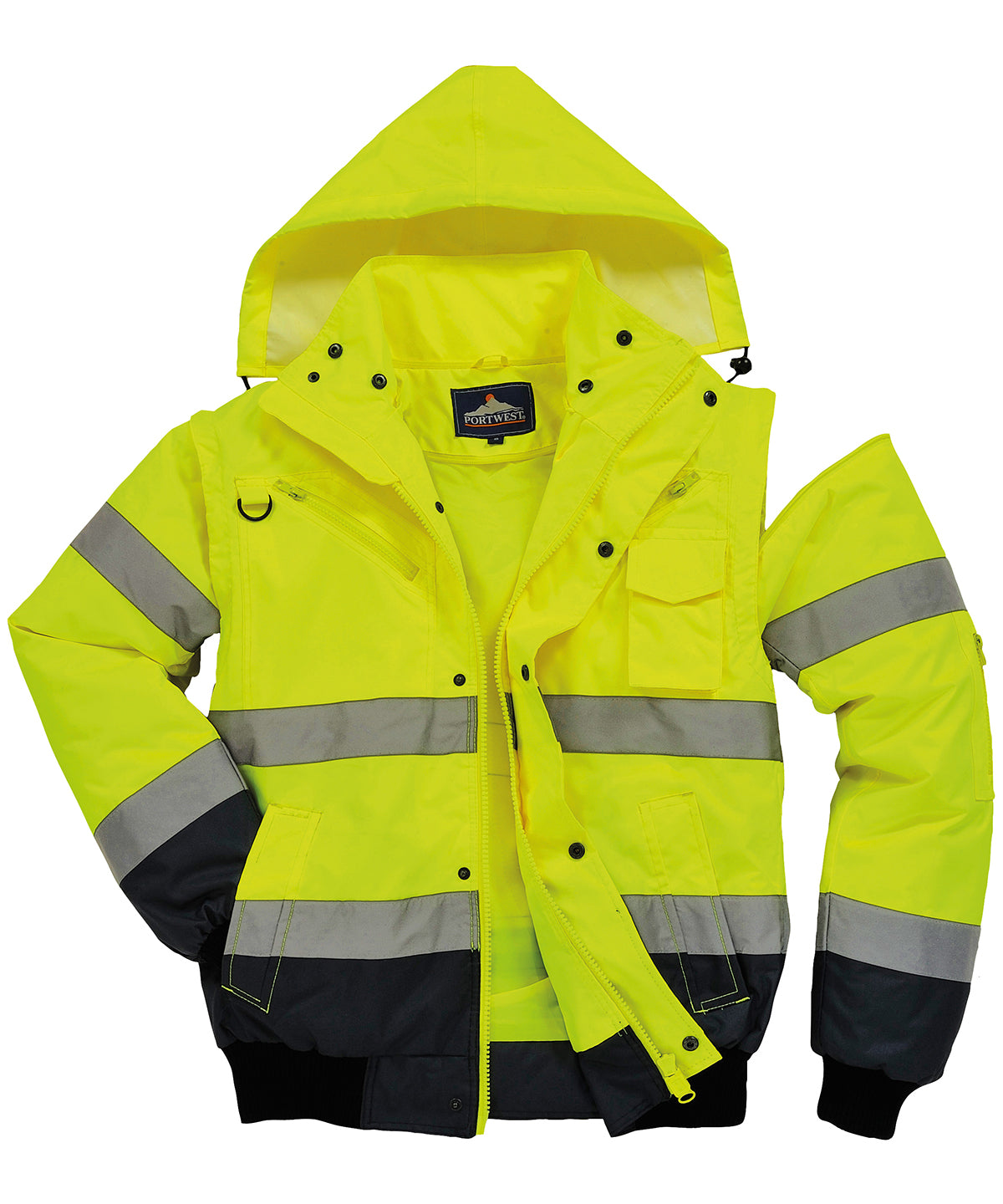 Portwest Hivis Contrast Bomber Jacket C465 AllWeather Protection