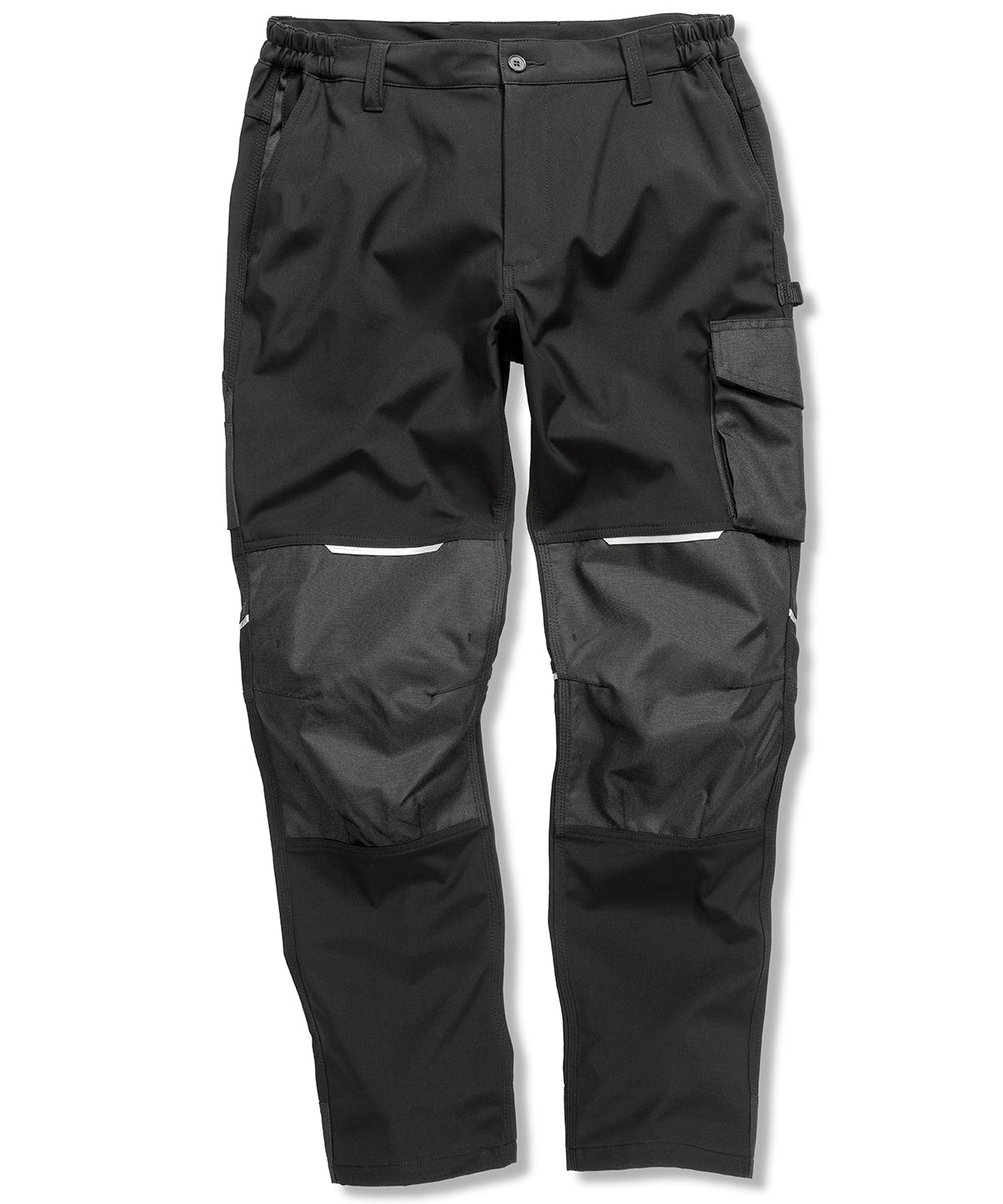 Black Slim Fit Softshell Work Trousers with Reflective Detail