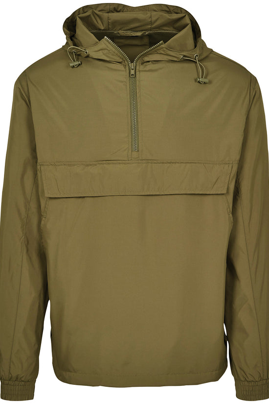 Mens Basic Pullover Jacket with Hood and Pockets
