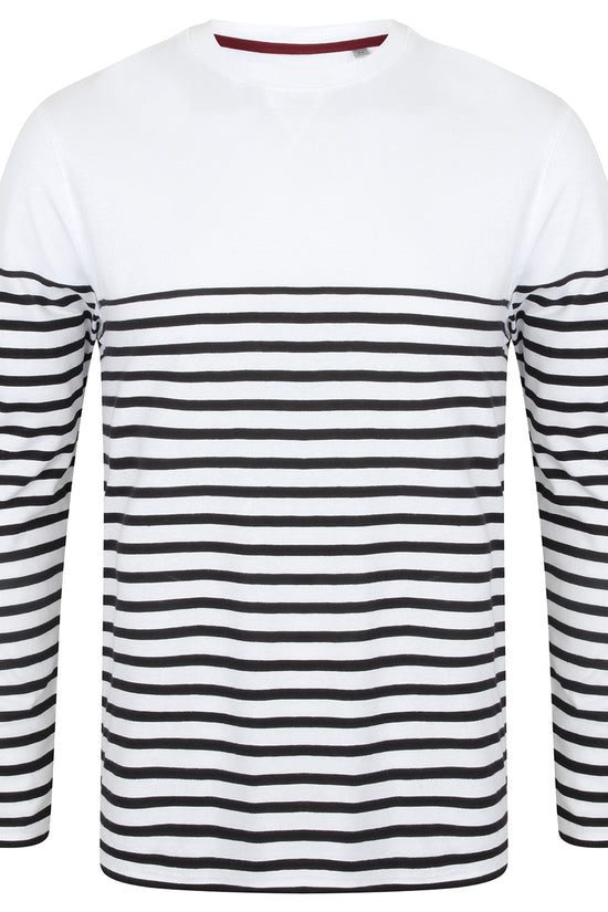 Front Row Mens Long Sleeve Breton Striped TShirt