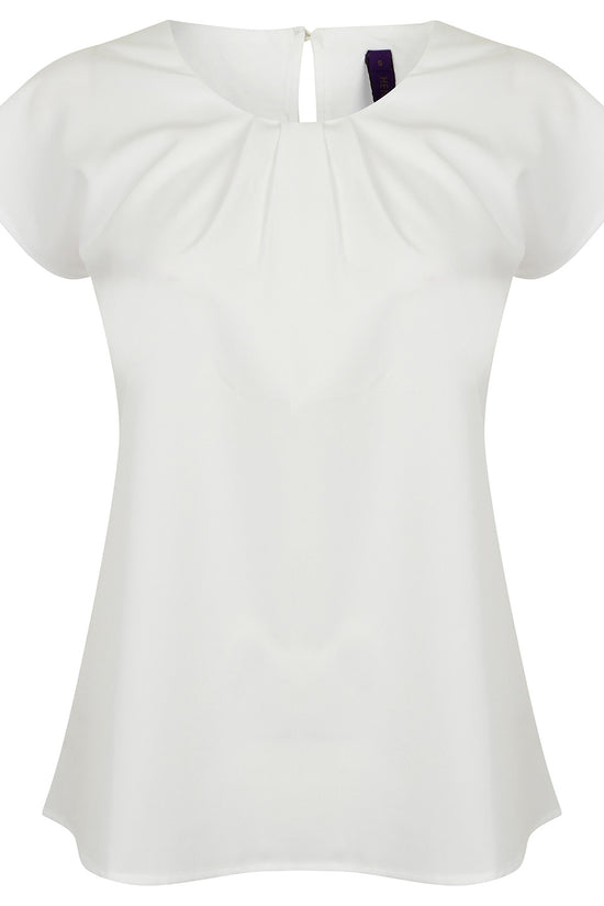 Henbury Womens Pleat Front Short Sleeve Blouse