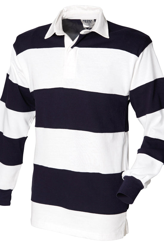 Front Row Striped Rugby Shirt with Traditional Collar