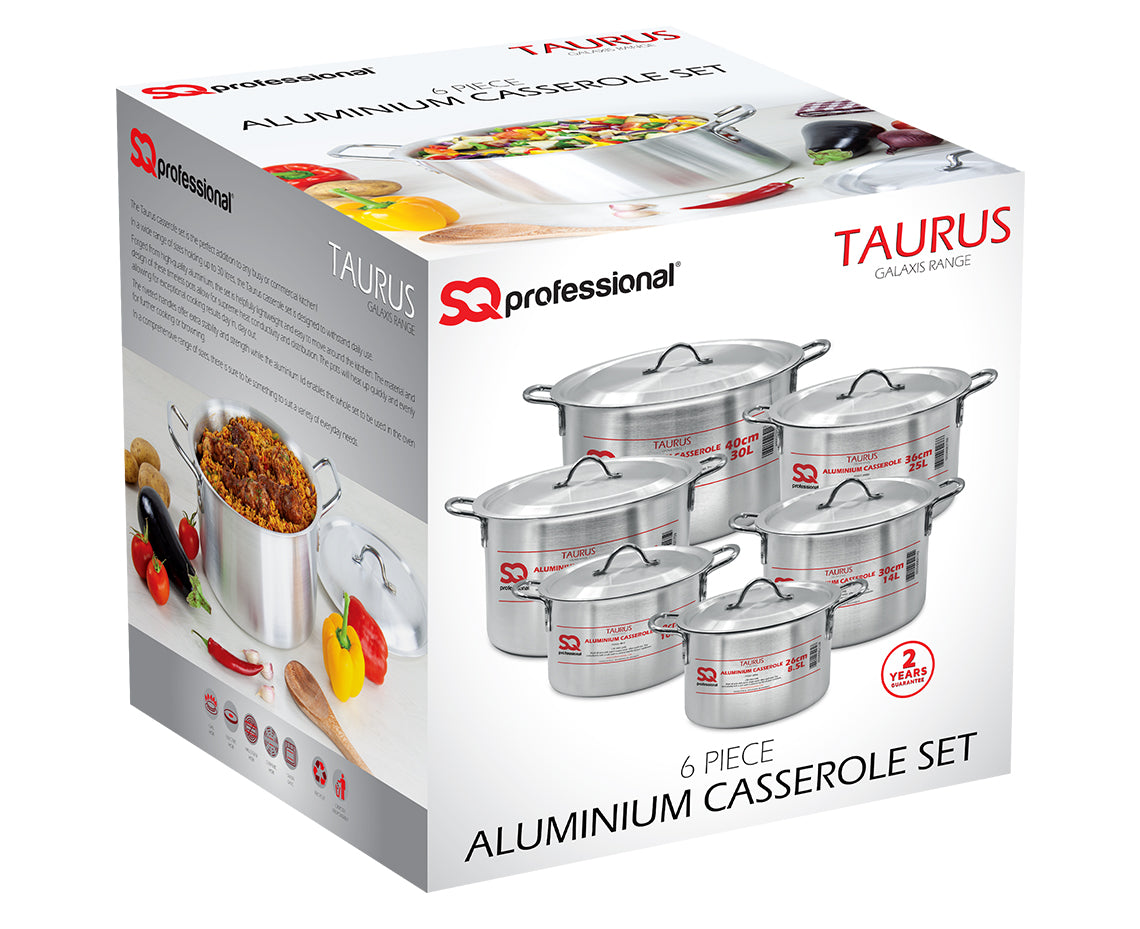 SQ Professional Galaxis Taurus Casserole Set 6Piece Stainless Steel Cookware
