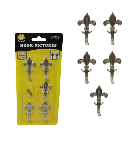 5Pack Chrome Mini Picture Curtain Hooks Elegant Window Decor