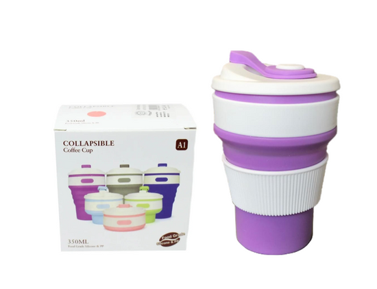 Collapsible Silicone Travel Coffee Cup Mug 350ml Assorted Colors