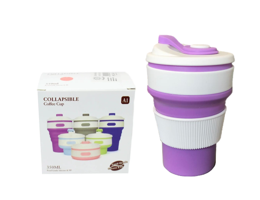 Collapsible Silicone Travel Coffee Cup Mug 350ml Assorted Colors