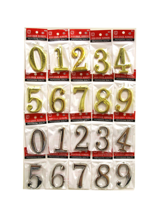 3D Self Adhesive Plastic House Door Numbers Pack of 20 Assorted Colours 09